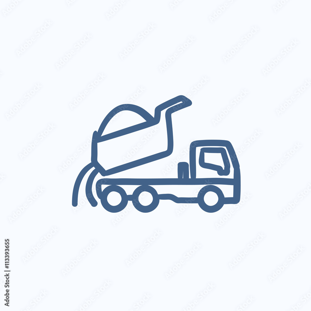 Dump truck sketch icon.