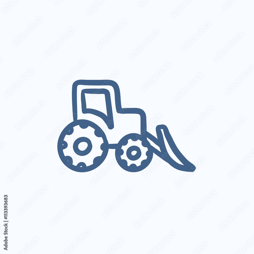 Bulldozer sketch icon. Bulldozer sketch icon.