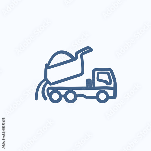 Dump truck sketch icon.