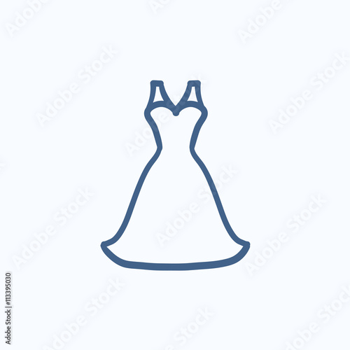 Wedding dress sketch icon.