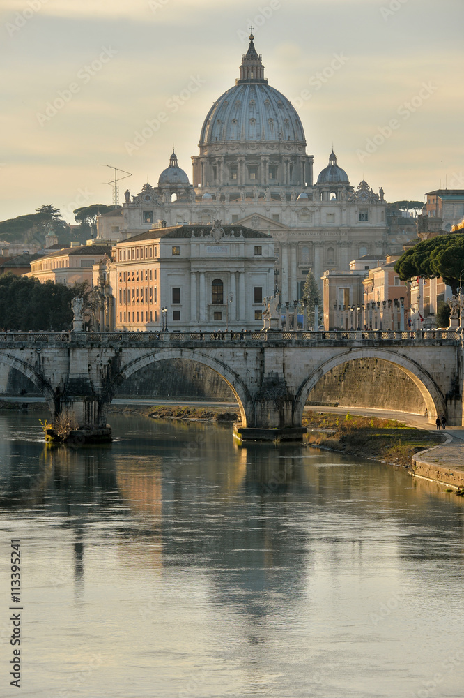 St. Peter's Basilica in the Vatican at sunrise