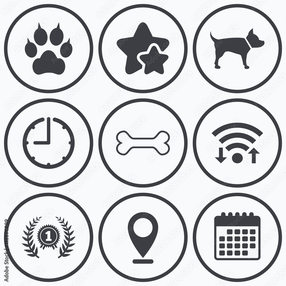 Pets icons. Cat paw with clutches sign. Pets icons. Cat paw with clutches sign.