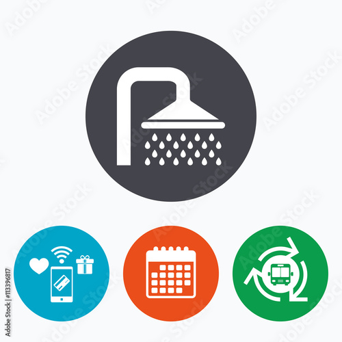 Shower sign icon. Douche with water drops symbol