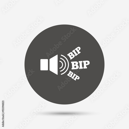 Speaker volume icon. Sound with BIP symbol.