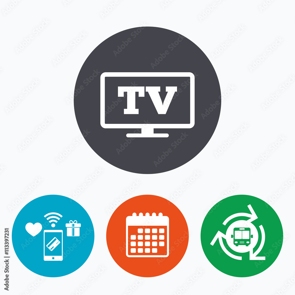 Widescreen TV sign icon. Television set symbol.