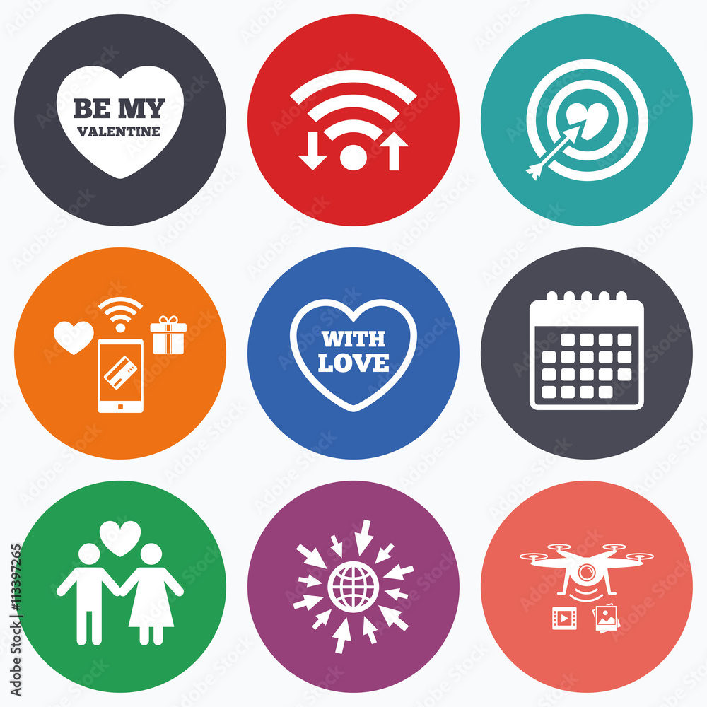 Valentine day love icons. Target aim with heart. Valentine day love icons. Target aim with heart.