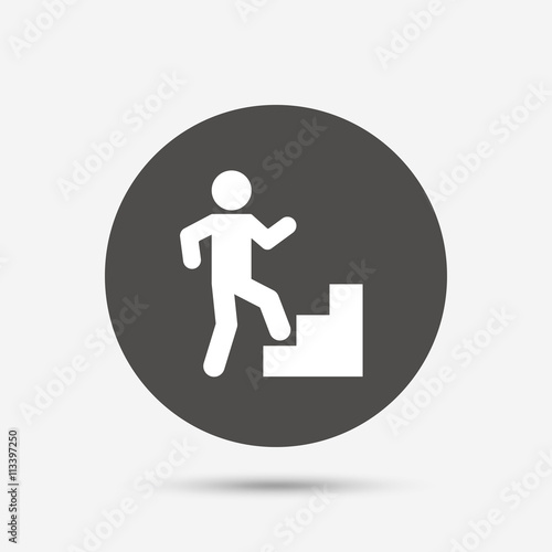 Upstairs icon. Human walking on ladder sign.