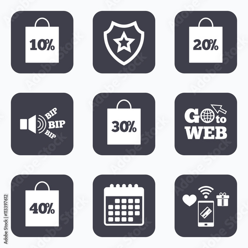 Sale bag tag icons. Discount symbols.