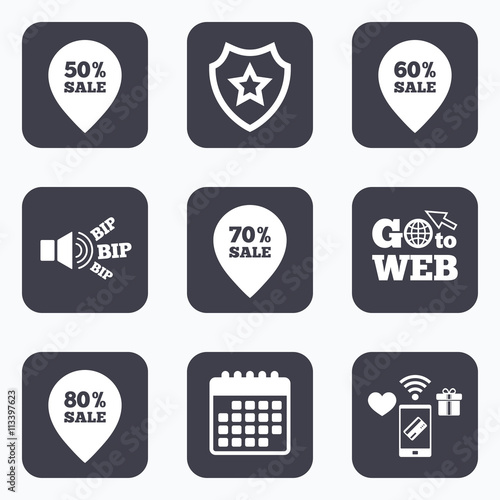 Sale pointer tag icons. Discount symbols.