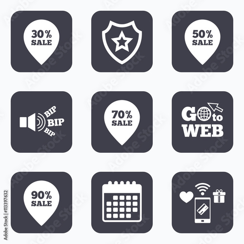 Sale pointer tag icons. Discount symbols.