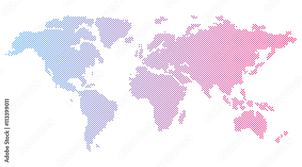 Obraz Wektor okrągła kropkowana mapa świata