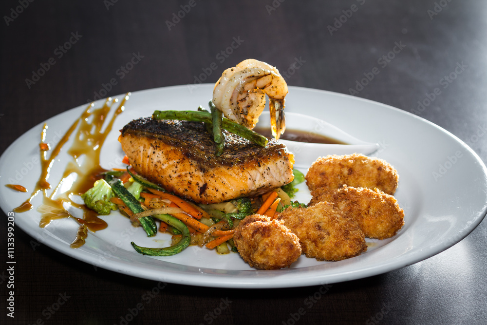 Grilled Salmon and vegetables Grilled Salmon and vegetables