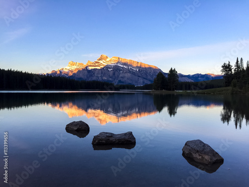 Sunrise glow on Mt. Rundle, Banff National Park, Alberta, Canada
