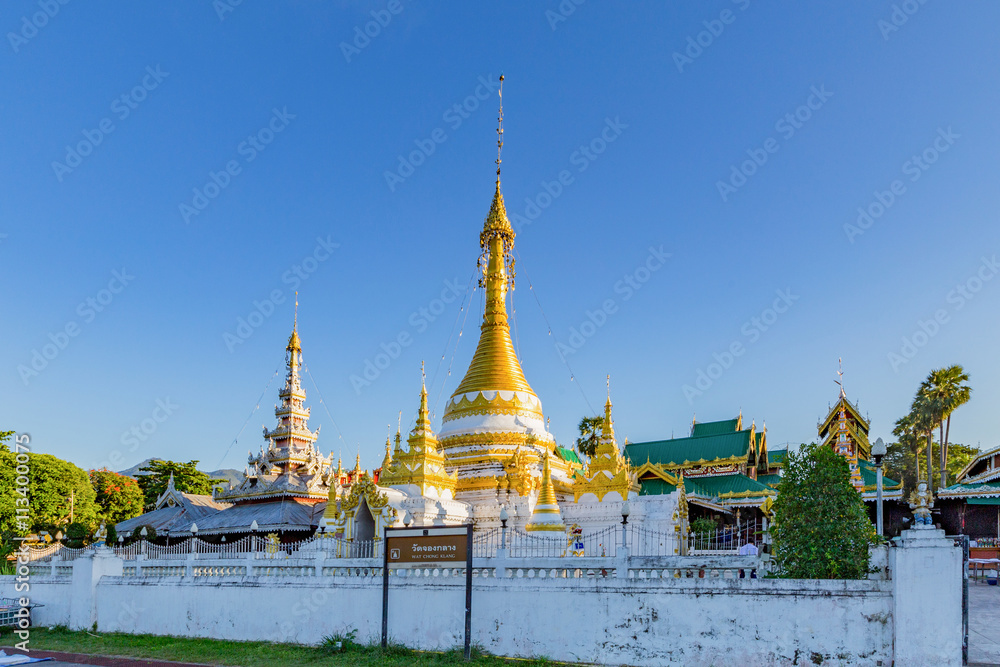 Naklejka premium Wat Jong Klang and Wat Jong Kham at Maehongson Province, North o