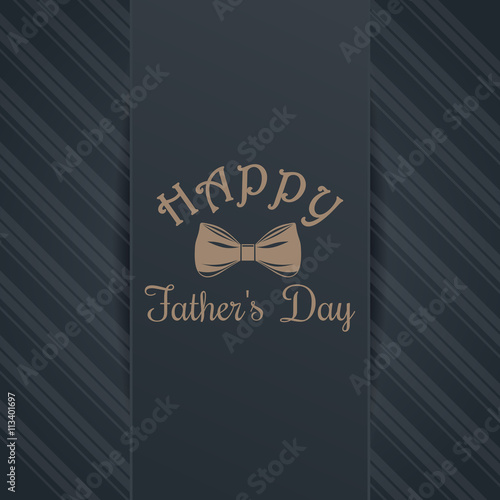 Father's Day card. Bow tie and graceful lettering on a gray background. Vector illustration