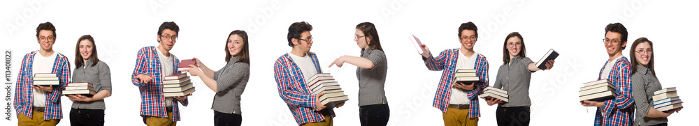 Pair of students isolated on white Pair of students isolated on white