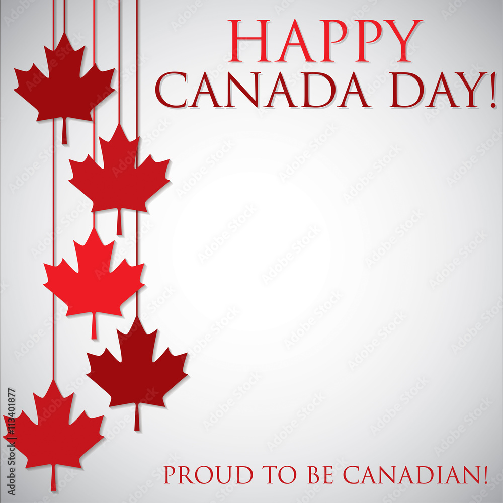 Hanging maple leaf Canada Day card in vector format. Hanging maple leaf Canada Day card in vector format.