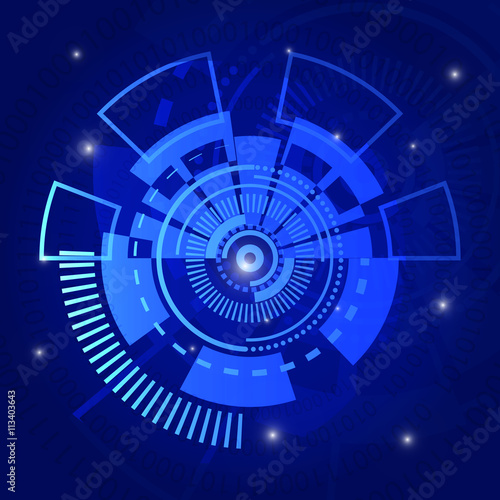 Abstract hightech blue background, Technology background, Abstract digital technology blue circle background.