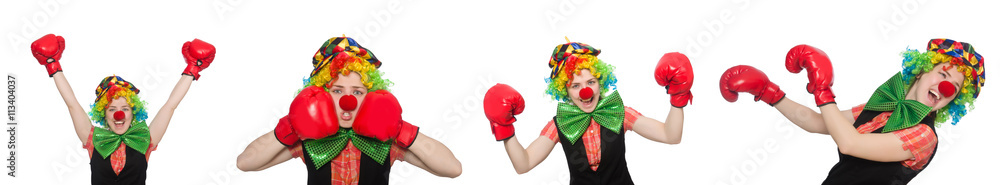 Clown in various poses isolated on white Clown in various poses isolated on white