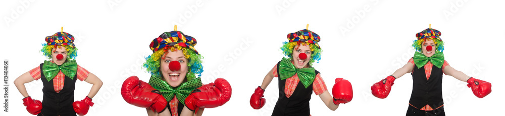 Clown in various poses isolated on white Clown in various poses isolated on white