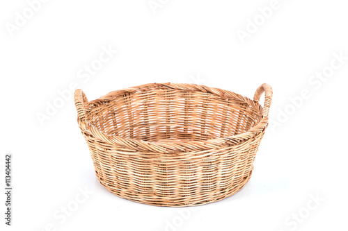 Handmade rattan basket isolated on white background