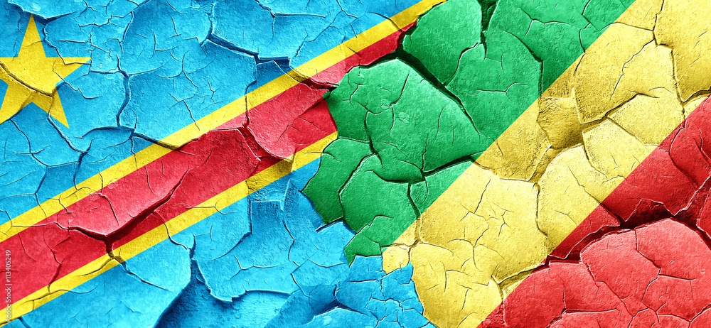 Democratic republic of the congo flag with congo flag on a grung Democratic republic of the congo flag with congo flag on a grung
