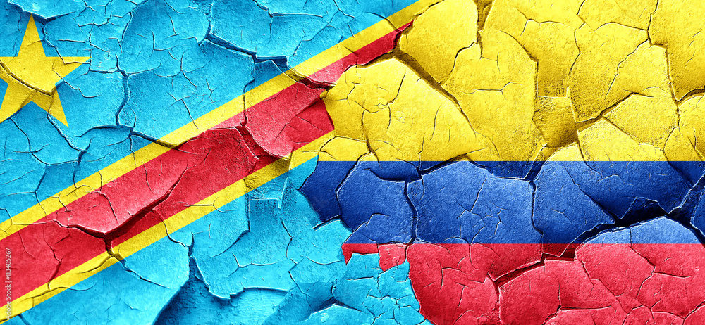 Democratic republic of the congo flag with Colombia flag on a gr