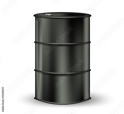 black metallic oil barrel on white. vector illustration
