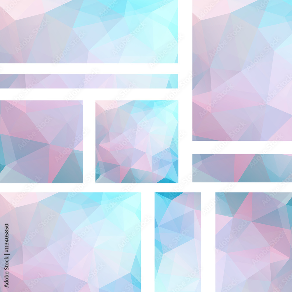 Vector banners set with polygonal abstract triangles.