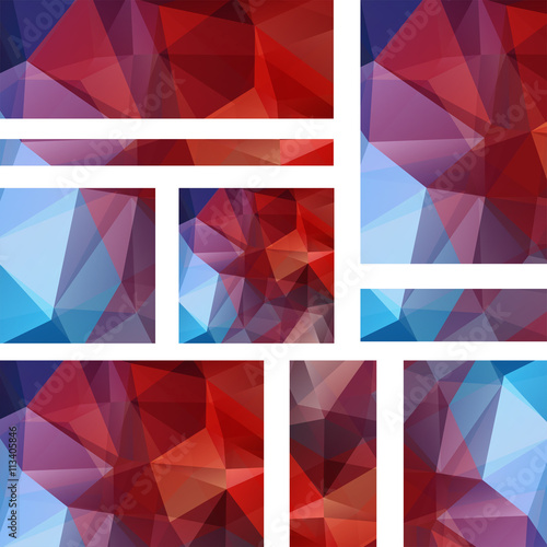 Vector banners set with polygonal abstract triangles.