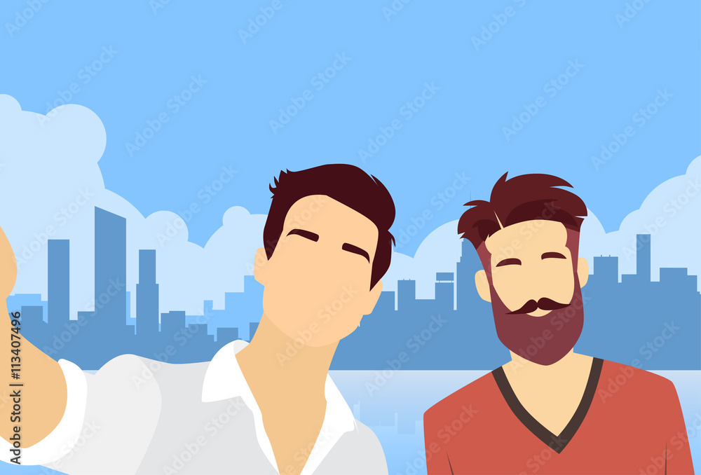 Two Man Taking Selfie Photo VIdeo Blog Two Man Taking Selfie Photo VIdeo Blog