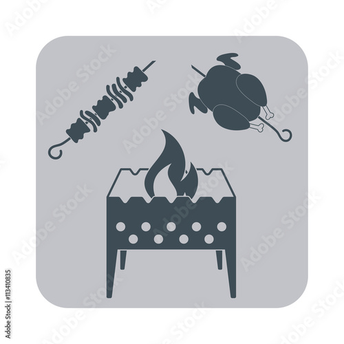 Brazier, kebab and chicken icon