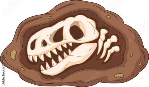 Cartoon head dinosaur fossil

