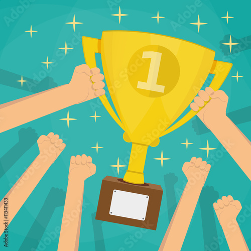 Soccer football gold trophy for winner