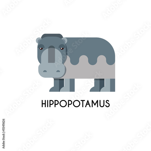 Hippo made in unique geometrical flat style.