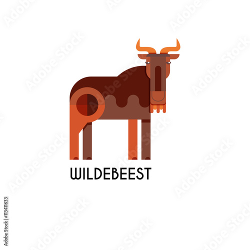 Wildebeest made in unique geometrical flat style.