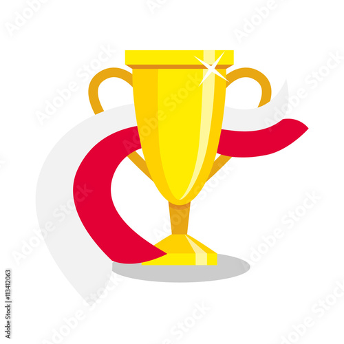 Golden cup with polish flag on white background. Concept of championship, league, team sport. Concept of prize, leadership, winning and success. Winner award.