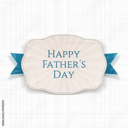 Happy Fathers Day paper Label with blue Type