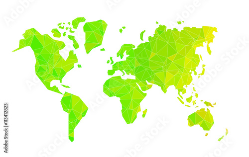 Geometric shapes low poly world map vector illustration isolated on different...