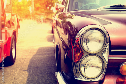 Classic cars in a row - vintage retro color effect style © jakkapan