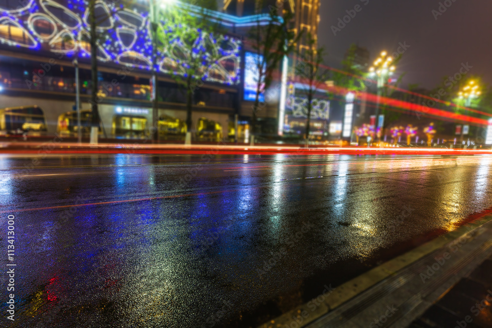 Fototapeta premium light trails in the downtown district,hongkong china.