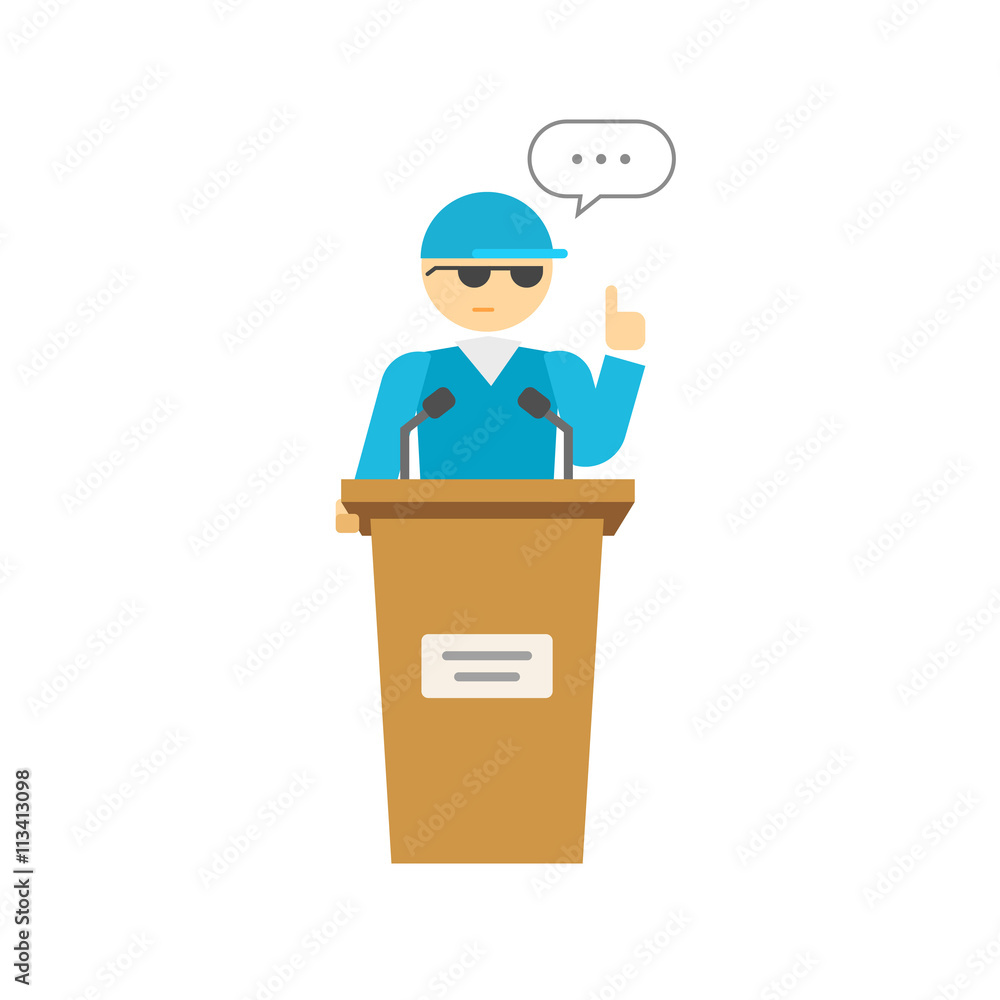 Spokesman vector illustration isolated on white, flat cartoon speaker