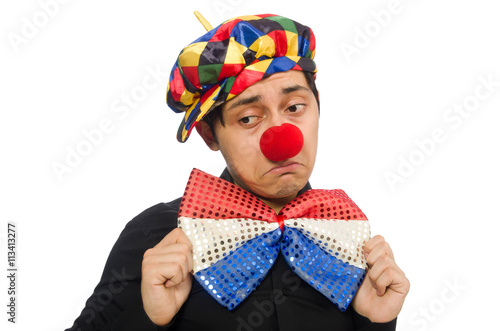 Sad clown isolated on the white