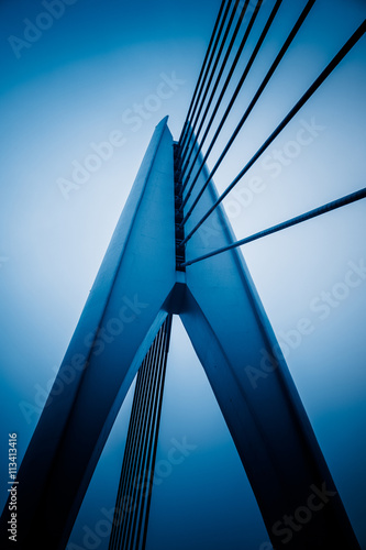 Fototapeta Naklejka Na Ścianę i Meble -  modern bridge detail,yangtze river bridge,blue toned image.