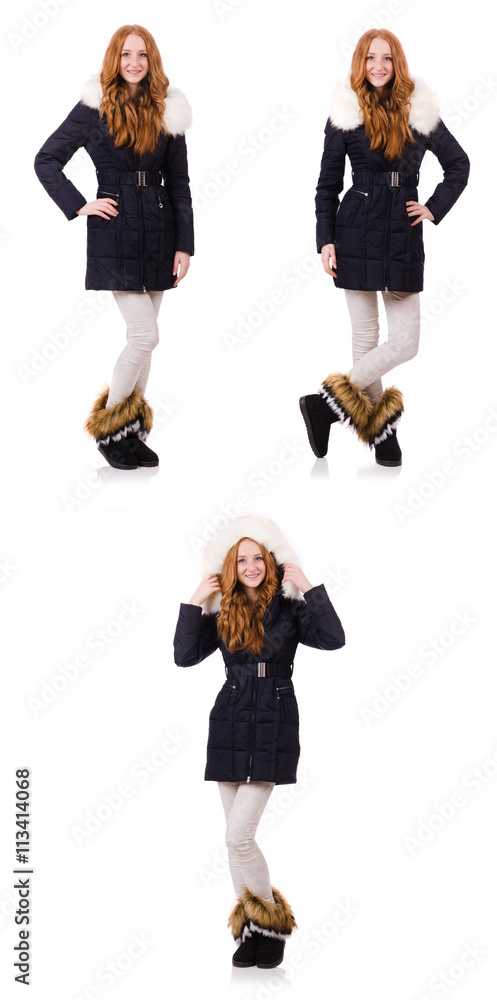 Pretty girl in warm clothes isolated on white Pretty girl in warm clothes isolated on white