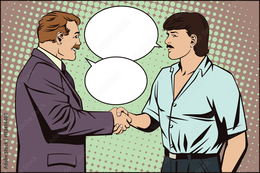 Fototapeta premium People in retro style. Talking man.