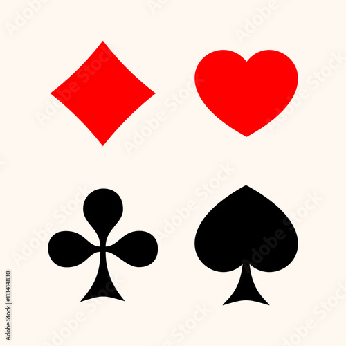 Set of playing card suits flat icon logo isolated on background. Vector illustration