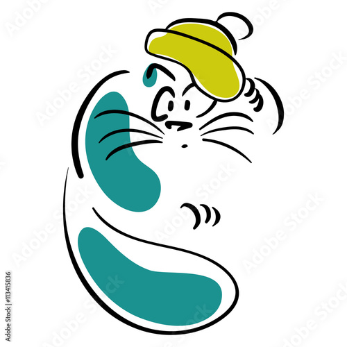 Cat straightens his hat