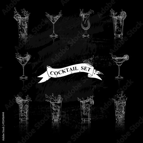 cocktail set black and white