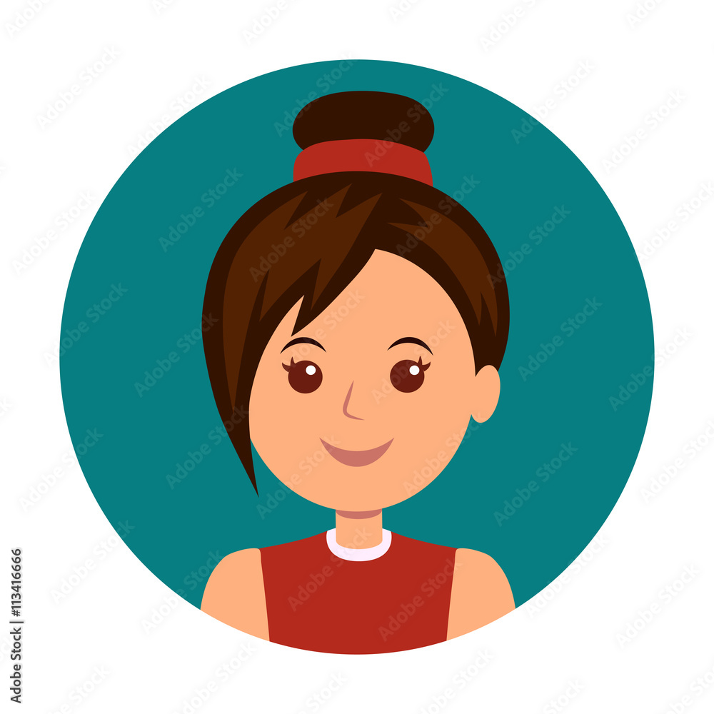 Avatar girls icon vector. Woman icon illustration. Portrait of a female in  a cartoon style in a circle. Isolated woman avatar for ui and web design.  Stock Vector | Adobe Stock